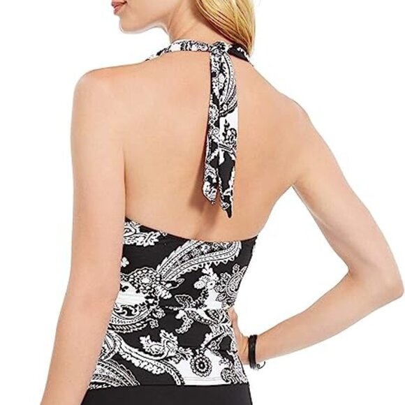 LAUREN RALPH LAUREN Womens Graphic Paisley Tummy-Control Halter Tankini Top - Picture 4 of 4